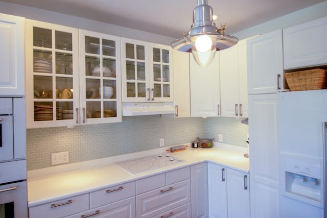 kitchen with white countertops